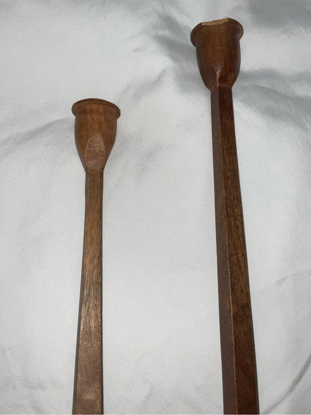 Magnolia Wooden Candlestick Holders in Brown